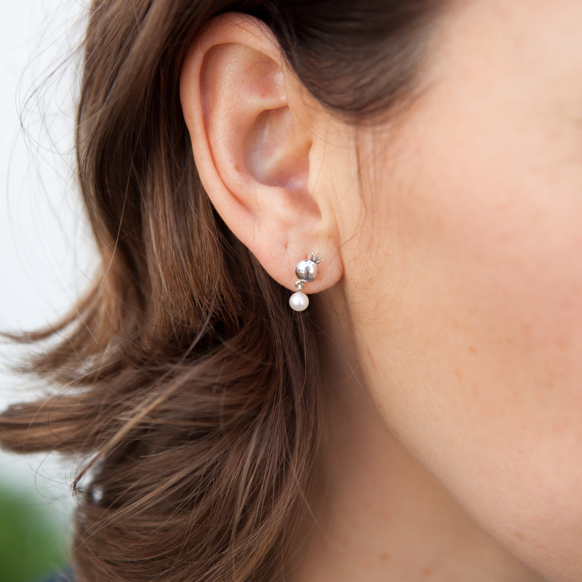 Pomegranate Studs With Pearls - Elloise Jewelry
