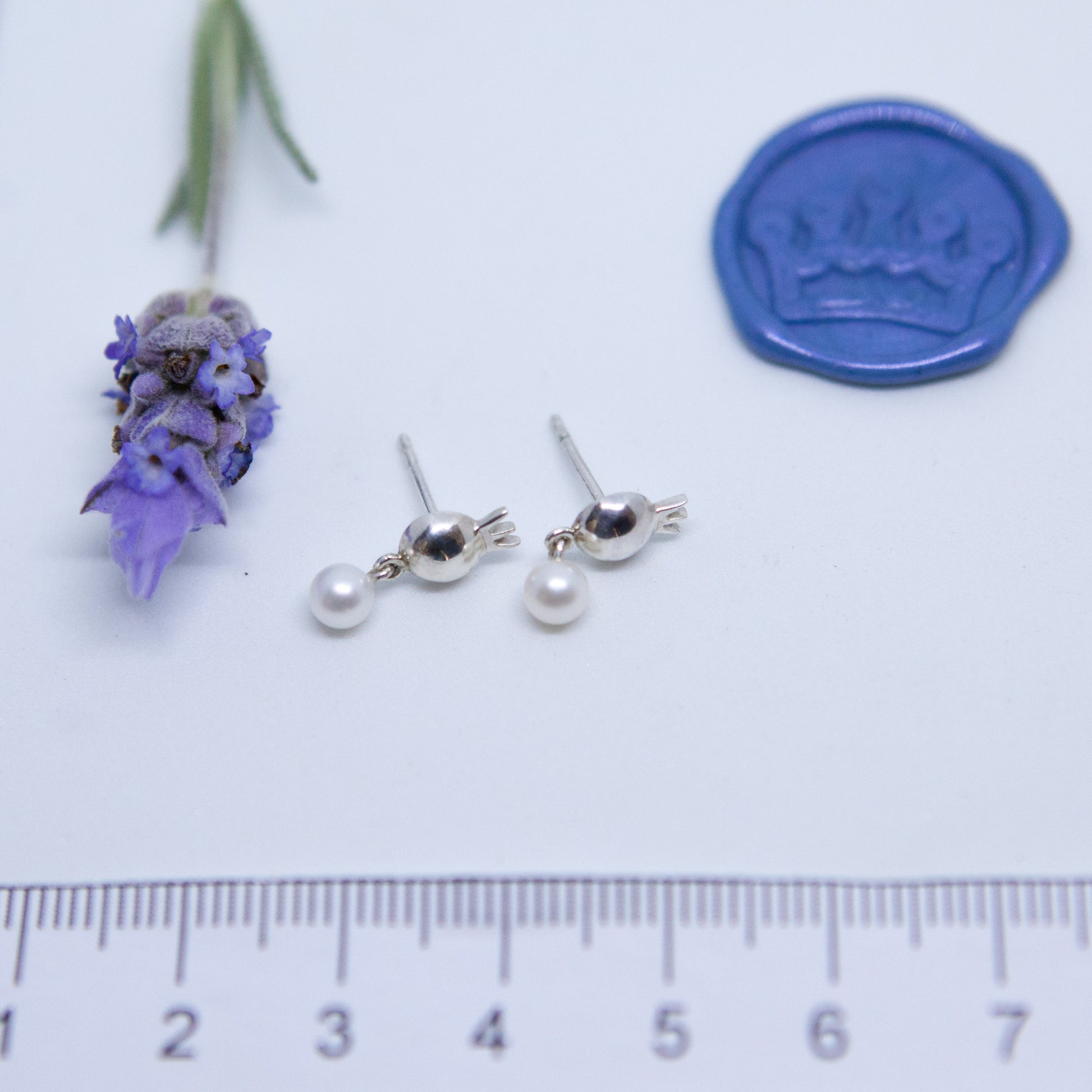 Pomegranate Studs With Pearls - Elloise Jewelry