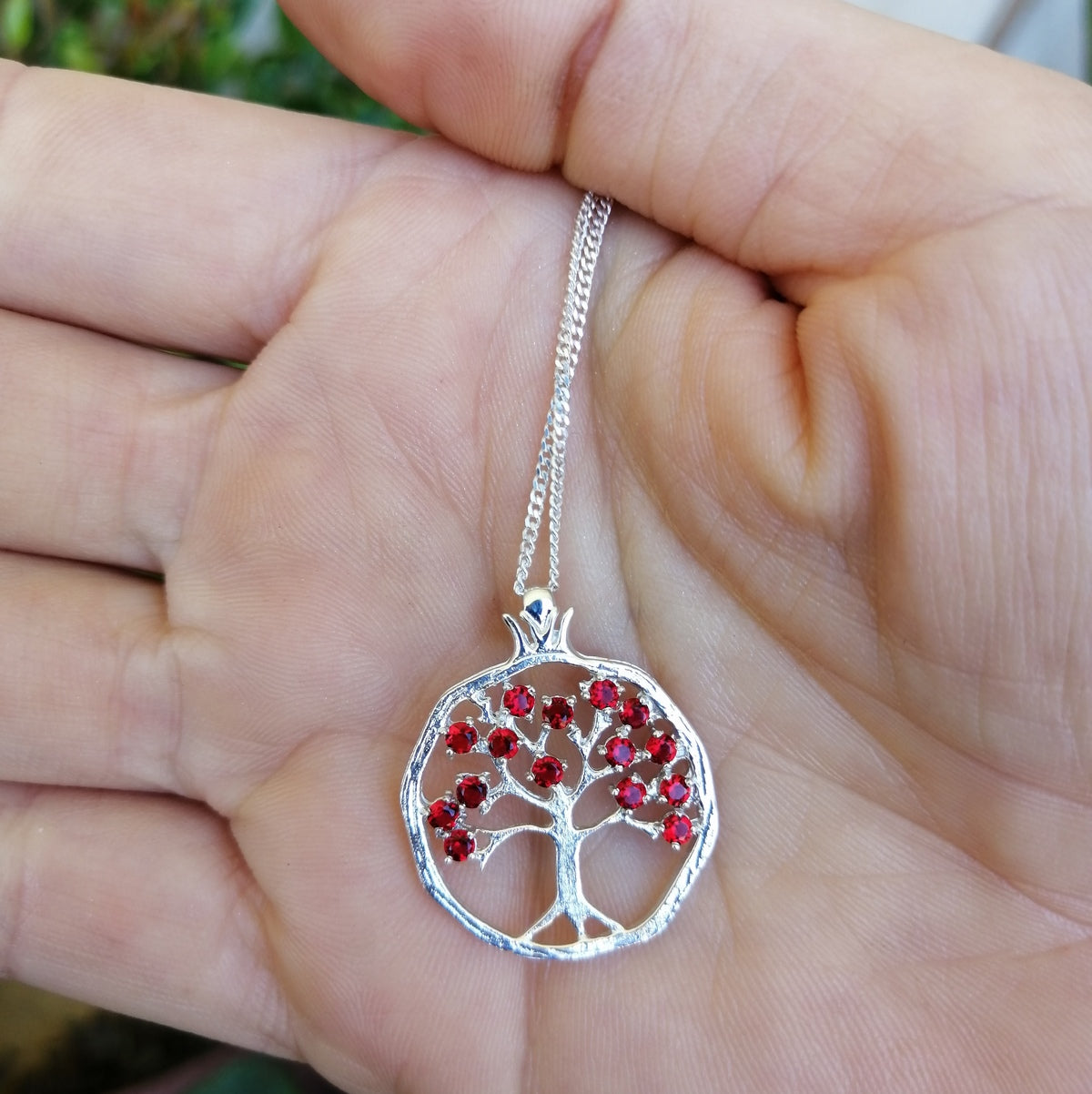 Fruitful Tree in a Pomegranate Pendant - Elloise Jewelry